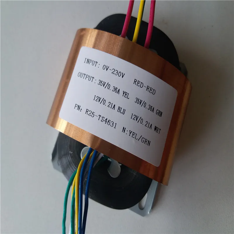 Трансформатор R Core R25, 2 х35 в, 0,36 А, 2 х12 в, 0,21 А, 230 В, 30 ВА, с медным экраном, для блока питания HIFI предварительного декодера
Трансформатор R Core R25, 2 х35 в, 0,36 А, 2 х12 в, 0,21 А, 230 В, 30 ВА, с медным экраном, для блока питания HIFI предварительного декодера