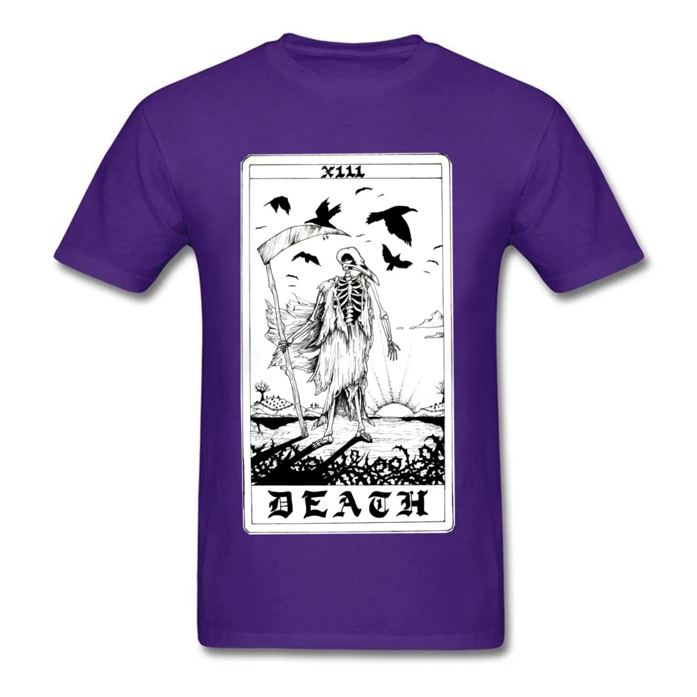 100% Cotton Youth Short Sleeve Death Tarot Card T Shirts Casual Tops & Tees Retro Design O-Neck Tee Shirts Free Shipping Death Tarot Card purple