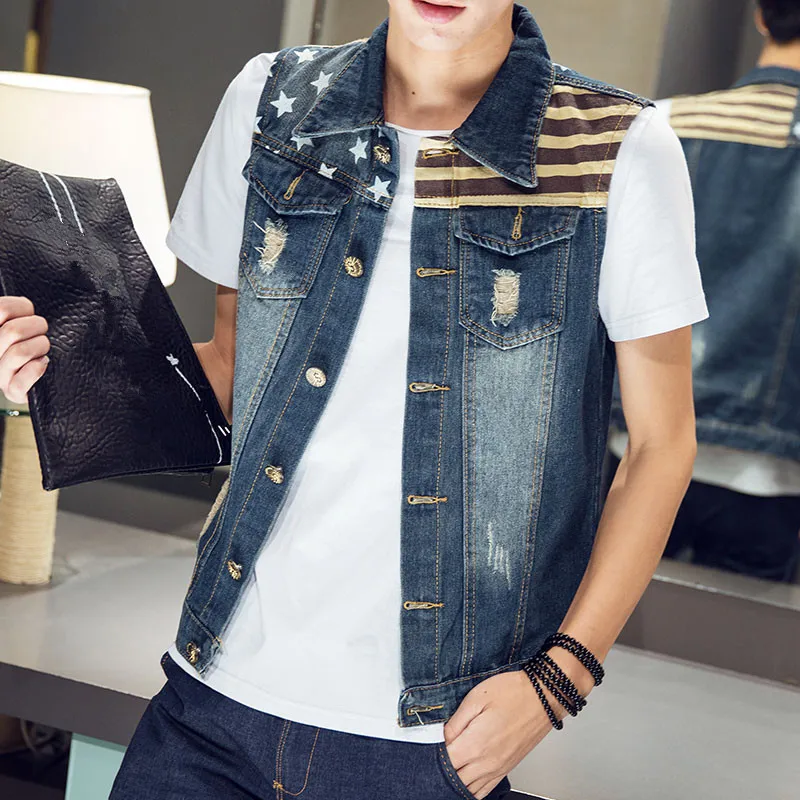 2019 New Man Denim slim Vest Printed Men Fashion Tank Top Waistcoat Outerwear
2019 New Man Denim slim Vest Printed Men Fashion Tank Top Waistcoat Outerwear