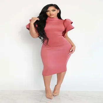 Africa Clothing Pink Sexy Pencil Dress Women Turtleneck Flare Sleeve Sheath Hollow Out Back Solid Ruffles Elegant Bodycon Club
Africa Clothing Pink Sexy Pencil Dress Women Turtleneck Flare Sleeve Sheath Hollow Out Back Solid Ruffles Elegant Bodycon Club