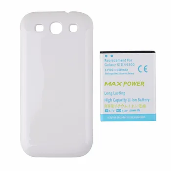 

High Capacity 3.7V 4500mAh Replacement Extended Backup Thicker Battery For Samsung Galaxy S3 i9300 Battery with White Back Cover