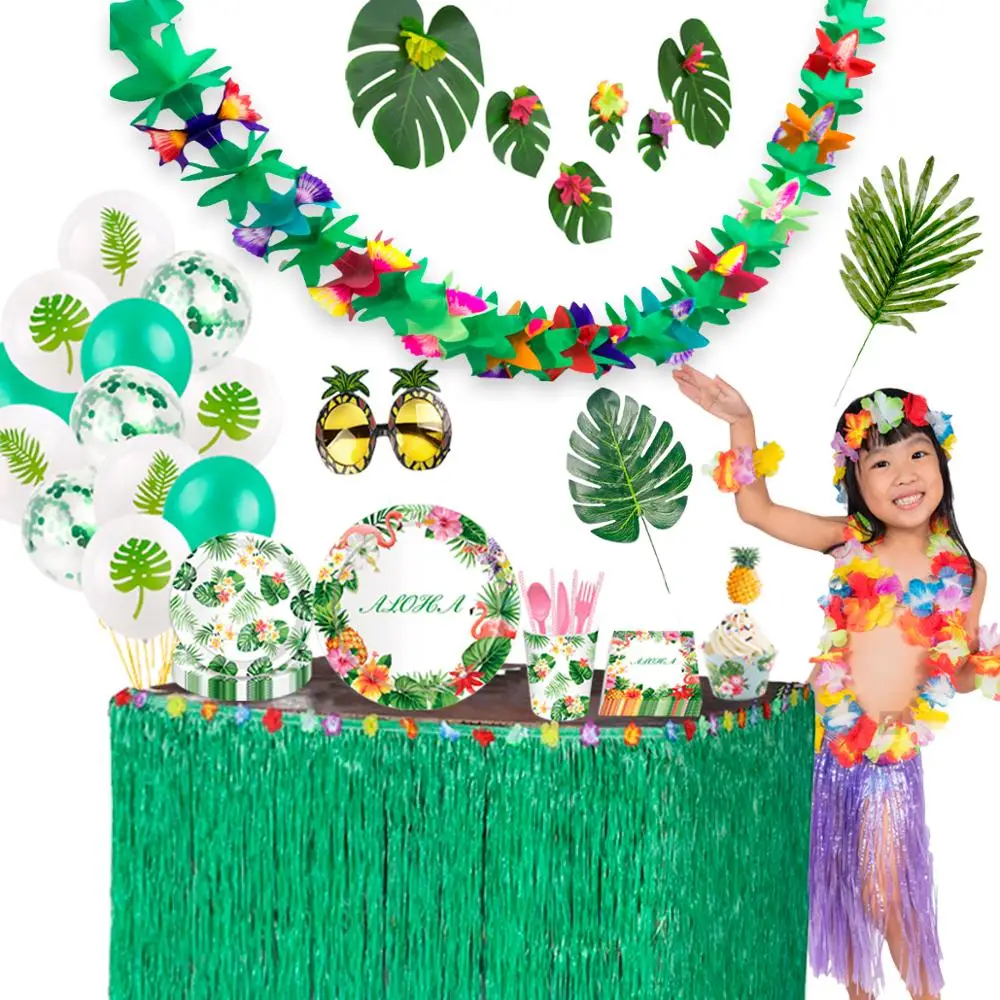 Banner Ballons Tableware Hawaiian Party Decoration Palm Leaves Tropical Party Decor Flamingo Summer Jungle Safari Party Supplies
Banner Ballons Tableware Hawaiian Party Decoration Palm Leaves Tropical Party Decor Flamingo Summer Jungle Safari Party Supplies