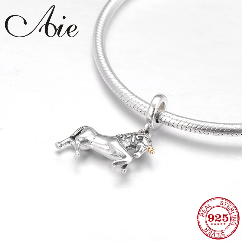 Authentic 925 Sterling Silver fine Unicorn Dangle Horse Pendant Beads Fit Original Pandora Charm Bracelet Jewelry making | Украшения и