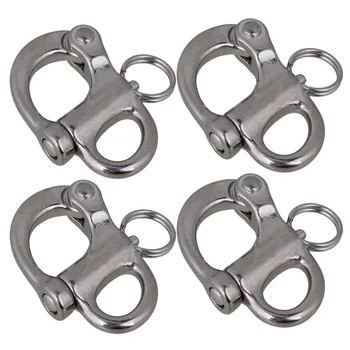 304 Stainless Steel 50mm Rigging Sailing Fixed Bail Snap Shackle Hard Silver Of 4