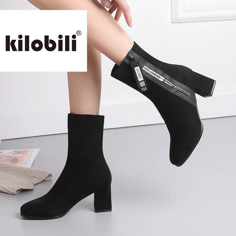 kilobili 2019 New Flock Ankle Boots Women For Autumn Winter high heels Fashion Pointed Toe heel Zipper Woman Chelsea Boots
kilobili 2019 New Flock Ankle Boots Women For Autumn Winter high heels Fashion Pointed Toe heel Zipper Woman Chelsea Boots