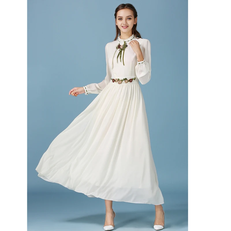 ZADORIN Spring Summer Retro Embroidery A line Floral Maxi Dress Women Long Sleeve White Casual Party Beach Dress robe blanche
ZADORIN Spring Summer Retro Embroidery A line Floral Maxi Dress Women Long Sleeve White Casual Party Beach Dress robe blanche
