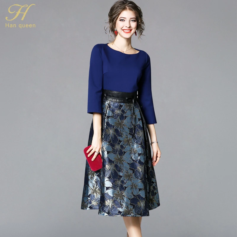 H Han Queen 2019 Spring Vintage Jacquard Dress Flare Sleeve Elegant Slim Ladies Women Casual Evening Party Dresses
H Han Queen 2019 Spring Vintage Jacquard Dress Flare Sleeve Elegant Slim Ladies Women Casual Evening Party Dresses