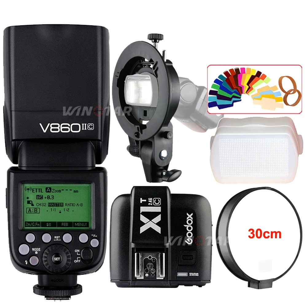 Godox V860II-C Speedlite HSS 1/8000s TTL Flash Light +X1T-C Wireless Flash Trigger Transmitter+ Bowens S-Type Bracket for Canon
Godox V860II-C Speedlite HSS 1/8000s TTL Flash Light +X1T-C Wireless Flash Trigger Transmitter+ Bowens S-Type Bracket for Canon