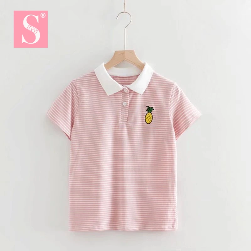 STVY 2018 Summer Women Polo Shirt Pineapple Embroidery Short Sleeves Blouse Camisa Polo Female Tops Polos Mujer
STVY 2018 Summer Women Polo Shirt Pineapple Embroidery Short Sleeves Blouse Camisa Polo Female Tops Polos Mujer