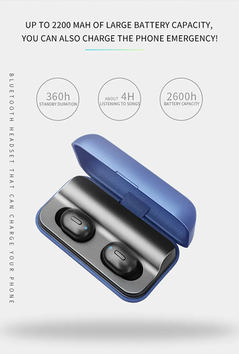 TWS T1 Pro Bluetooth Earphone Headset 5.0 Wireless Stereo Bass Hifi With Mic Earphones For All Phone 2600mAh Charging Box (4)_副本