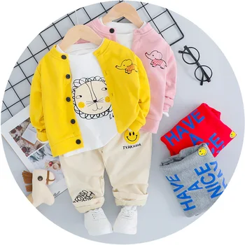 Autumn Baby Boys Cartoon Jacket Coat + Cute Lion T-shirt Tops + Smiling Face Trousers Kids 3Pcs Suits Casual Girls Clothing Sets
Autumn Baby Boys Cartoon Jacket Coat + Cute Lion T-shirt Tops + Smiling Face Trousers Kids 3Pcs Suits Casual Girls Clothing Sets