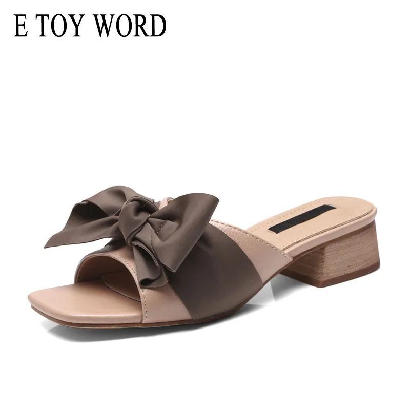 E TOY WORD Silk Riband Bow Slippers Summer Women Shoes Fashion New Thick Heels Slides Slipper Sapato Feminino Beach Slippers
E TOY WORD Silk Riband Bow Slippers Summer Women Shoes Fashion New Thick Heels Slides Slipper Sapato Feminino Beach Slippers