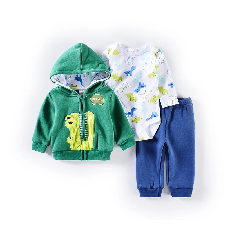 Baby Clothing Sets Cotton 3 Piece Cartoon Dinosaur Boy Clothes Girl Suits Hooded Outerwear +Long Sleeve Infant Bodysuits+Pants 
Baby Clothing Sets Cotton 3 Piece Cartoon Dinosaur Boy Clothes Girl Suits Hooded Outerwear +Long Sleeve Infant Bodysuits+Pants