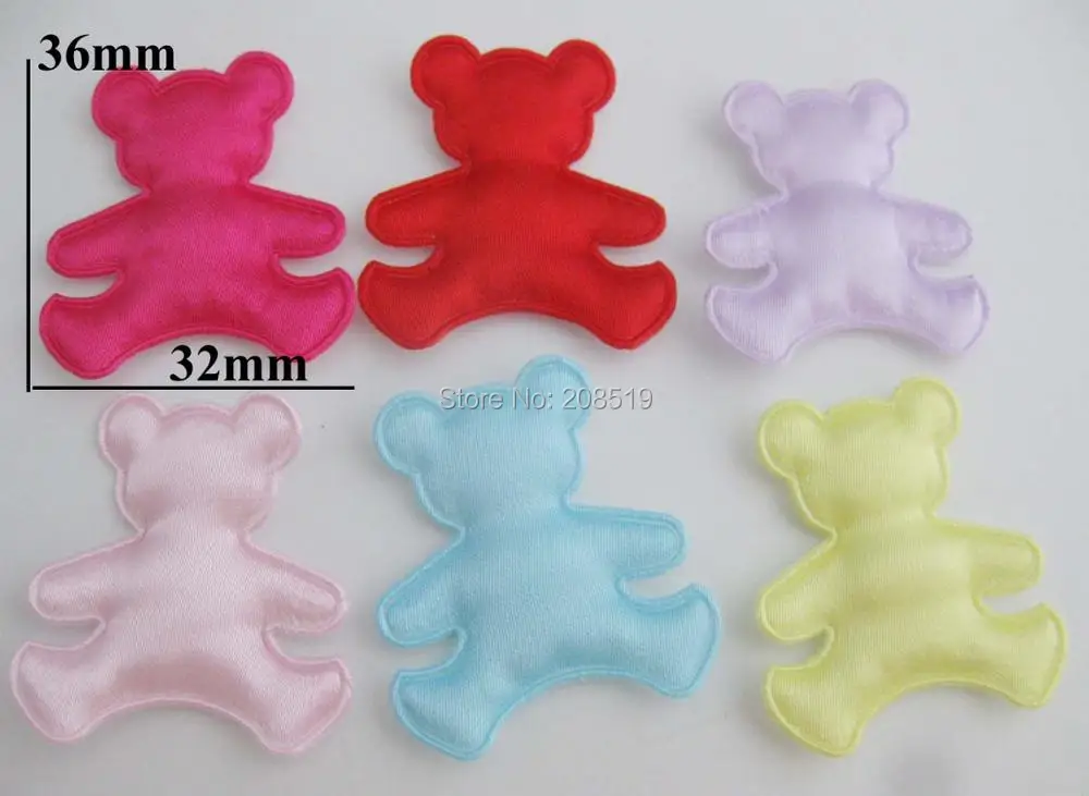 

PANVWO Blank solid colors Bear appliques for baby clothes decoration 120pcs 36mm*32mm padded bear patches