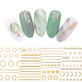 Gold 3D Nail Art Stickers Self Adhesive Strip Geometric Transefer Sticker Decals Decoration Manicuring Nail Tips Supplies
Gold 3D Nail Art Stickers Self Adhesive Strip Geometric Transefer Sticker Decals Decoration Manicuring Nail Tips Supplies