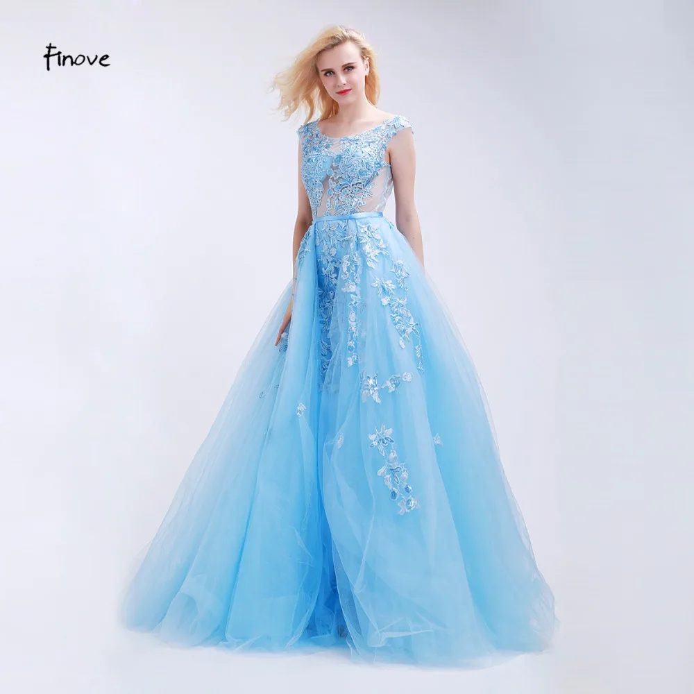 Finove Light Blue Prom Dresses See-Through Tulle with Appliques and Beading 2019 New Sexy Backless Long Party Gowns for Girls
Finove Light Blue Prom Dresses See-Through Tulle with Appliques and Beading 2019 New Sexy Backless Long Party Gowns for Girls
