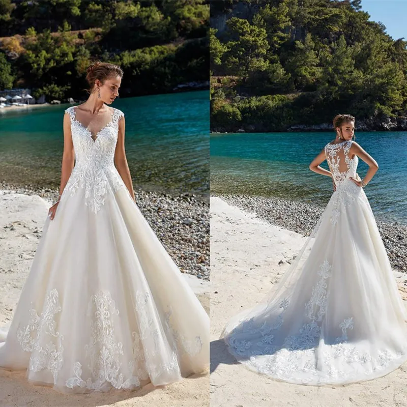 SoDigne Wedding Dresses Lace Applique Sleeveless Illusion Beach Wedding dress Bridal Gowns vestidos de novia Pluse size sukienki
SoDigne Wedding Dresses Lace Applique Sleeveless Illusion Beach Wedding dress Bridal Gowns vestidos de novia Pluse size sukienki