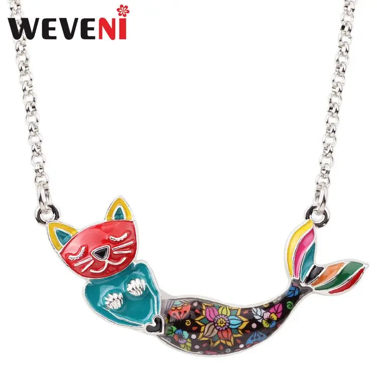 WEVENI Enamel Alloy Mermaid Cat Necklace Pendant Chain Choker Ocean Cartoon Animal Jewelry For Women Girls Teen Gift Accessories 
WEVENI Enamel Alloy Mermaid Cat Necklace Pendant Chain Choker Ocean Cartoon Animal Jewelry For Women Girls Teen Gift Accessories