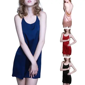 Womens Summer Imitation Silk French Style Sling Nightdress Solid Color Sexy Backless Cross Strappy Sleepwear Babydoll Nightgown
Womens Summer Imitation Silk French Style Sling Nightdress Solid Color Sexy Backless Cross Strappy Sleepwear Babydoll Nightgown
