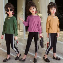 New Children Clothes Suit 2017 Autumn Winter Girls Set T Shirt Pants 2pcs New Children Clothes Suit 2017 Autumn Winter Girls Set T Shirt Pants 2pcs