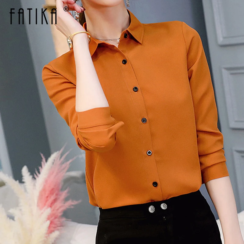 FATIKA Turn-down Collar Solid Shirts Streetwear Classic Long Sleeve Blouses Office Lady Trendy Casual 2019 Summer New Hot
FATIKA Turn-down Collar Solid Shirts Streetwear Classic Long Sleeve Blouses Office Lady Trendy Casual 2019 Summer New Hot