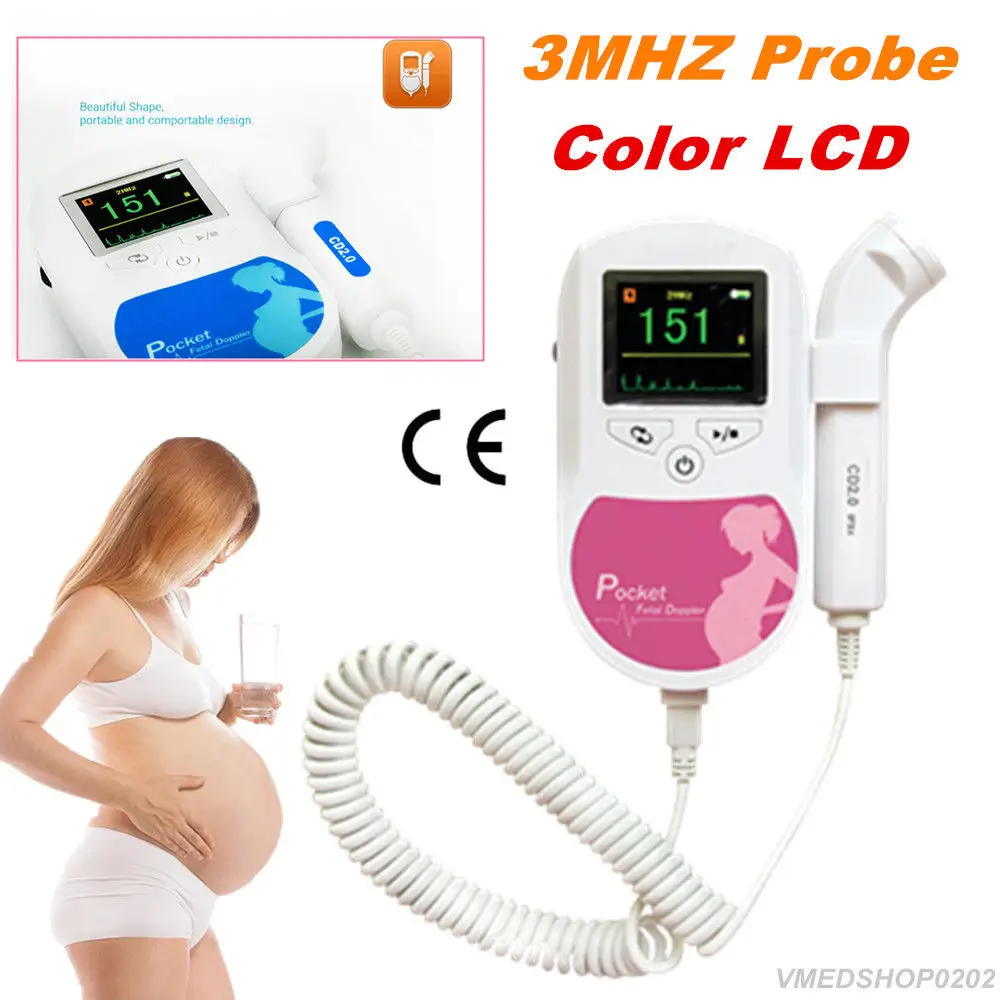 

CONTEC Color Pocket Fetal doppler,Prenatal heart Baby sound Monitor,2Mhz ,3Mhz Probe Sonoline C+GeL