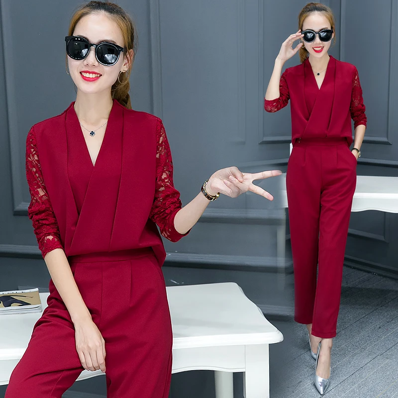 Fashionable Women V Neck Shirt Pants Suit New 2016 Autumn Korean Fashion Women'S Clothing Leisure Two-Piece Social Outfit Sets
Fashionable Women V Neck Shirt Pants Suit New 2016 Autumn Korean Fashion Women'S Clothing Leisure Two-Piece Social Outfit Sets