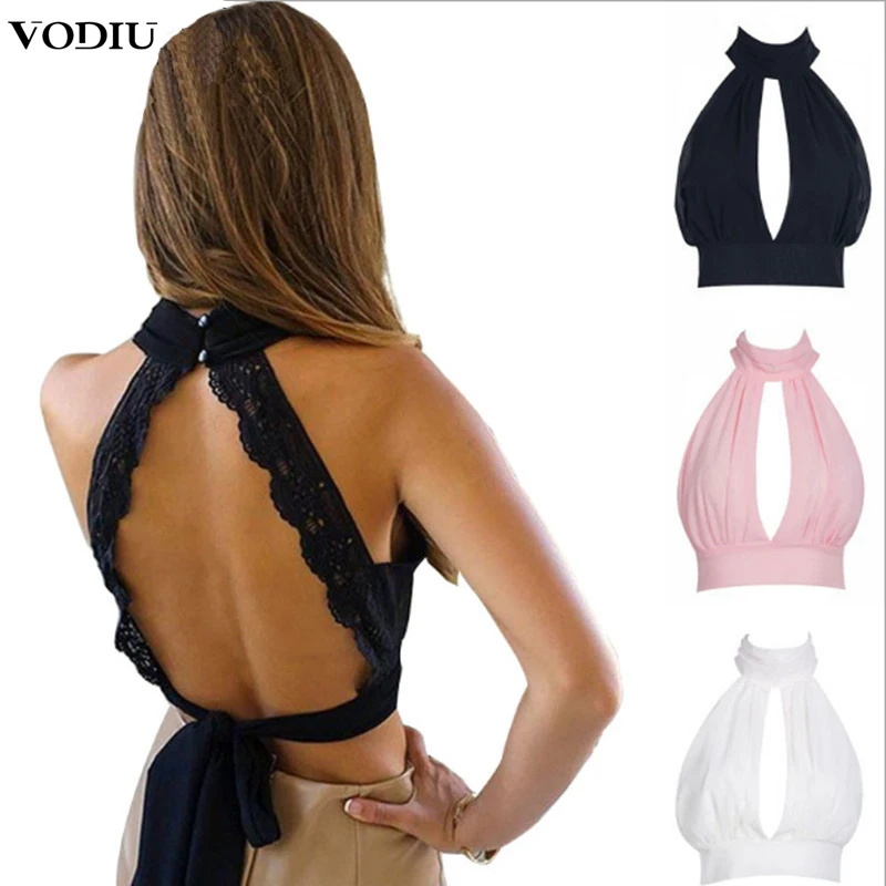 Sexy Women Halter Chiffon Tank Tops V-neck Short Shirt Backless Off Shoulder Cropped Top Party Clothing Summer Streetwear 2019
Sexy Women Halter Chiffon Tank Tops V-neck Short Shirt Backless Off Shoulder Cropped Top Party Clothing Summer Streetwear 2019