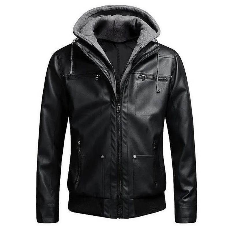 2018 Motorcycle Brand Leather Jackets Fake Men Two Pieces Bomber Leather Jacket Mens Slim Fit Hooded Jacket Winter Dropshipping
2018 Motorcycle Brand Leather Jackets Fake Men Two Pieces Bomber Leather Jacket Mens Slim Fit Hooded Jacket Winter Dropshipping
