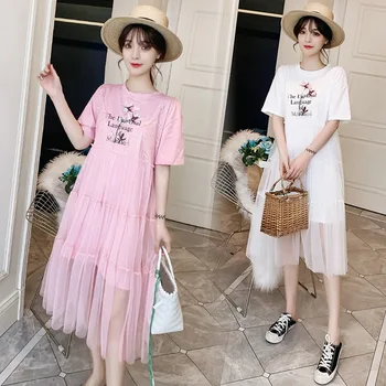 Pregnant women summer mesh stitching lace cotton T-shirt dress multi-layer mesh skirt Korean fashion print pregnancy skirt
Pregnant women summer mesh stitching lace cotton T-shirt dress multi-layer mesh skirt Korean fashion print pregnancy skirt