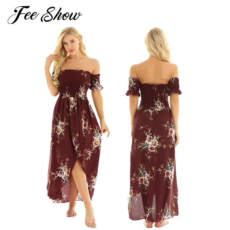 Womens Chiffon Floral Print Casual Summer Dress Off The Shoulder Short Sleeves Asymmetrical Split Maxi Sundress Long Beach Dress
Womens Chiffon Floral Print Casual Summer Dress Off The Shoulder Short Sleeves Asymmetrical Split Maxi Sundress Long Beach Dress
