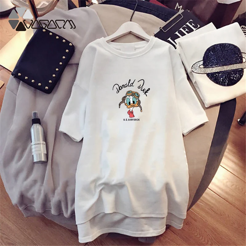 2019 Donald Duck Dress Women Cartoon Print Loose Women White Plus Size Cute Mini Dresses Vestido Disney Mujer Clothing
2019 Donald Duck Dress Women Cartoon Print Loose Women White Plus Size Cute Mini Dresses Vestido Disney Mujer Clothing