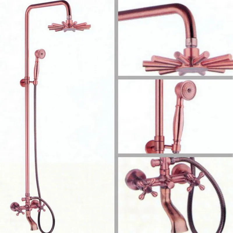 Antique Red Copper Wall Mount Rain Shower System Hand Shower Head Set Bathtub Dual Cross Handles Tap arg005
Antique Red Copper Wall Mount Rain Shower System Hand Shower Head Set Bathtub Dual Cross Handles Tap arg005