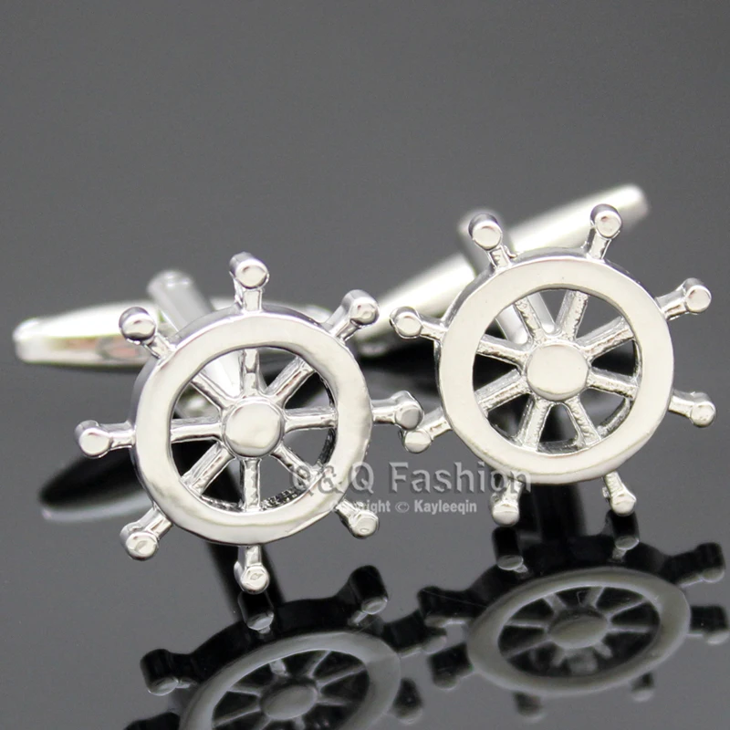 Men Silver Plated Rudder Helm Nautical Ship Yacht Shirt Cufflinks Wedding Groom Gift Jewelry New | Украшения и аксессуары