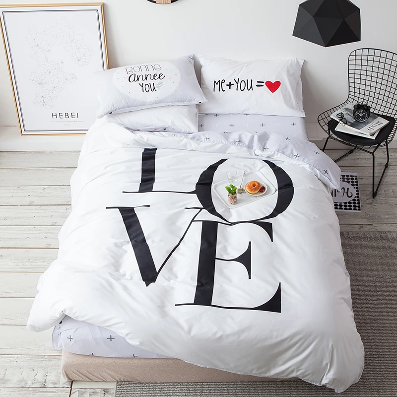 100% Cotton White Black Color Men's Duvet Cover Queen Size White BLACK LOVE Print Valentine's Day gift Boy Girls Bedding Queen
100% Cotton White Black Color Men's Duvet Cover Queen Size White BLACK LOVE Print Valentine's Day gift Boy Girls Bedding Queen