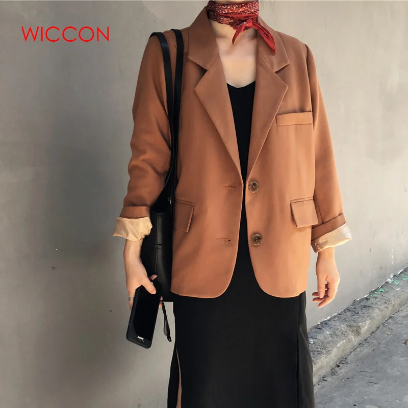Vintage Full Sleeve Single Breasted Women Blazer Casual Female Jacket Suit Spring Loose Workwear Outerwear 2019
Vintage Full Sleeve Single Breasted Women Blazer Casual Female Jacket Suit Spring Loose Workwear Outerwear 2019
