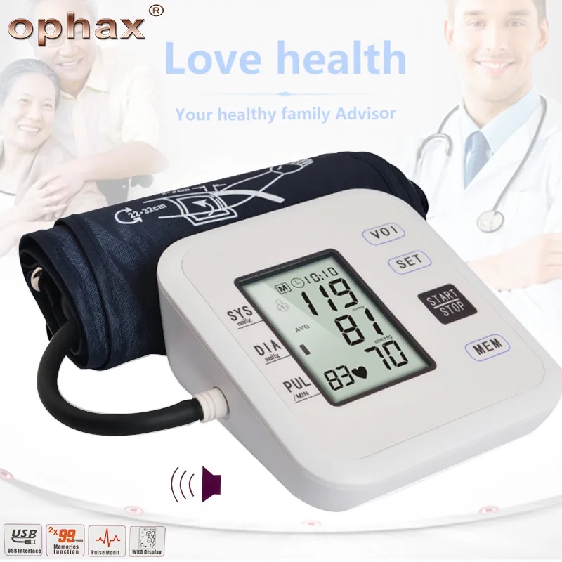 OPHAX Automatic Digital LCD Cuff Upper Arm Blood Pressure Monitor Heartbeat Test Health Care Monitor Tonometer Sphygmomanometer
OPHAX Automatic Digital LCD Cuff Upper Arm Blood Pressure Monitor Heartbeat Test Health Care Monitor Tonometer Sphygmomanometer