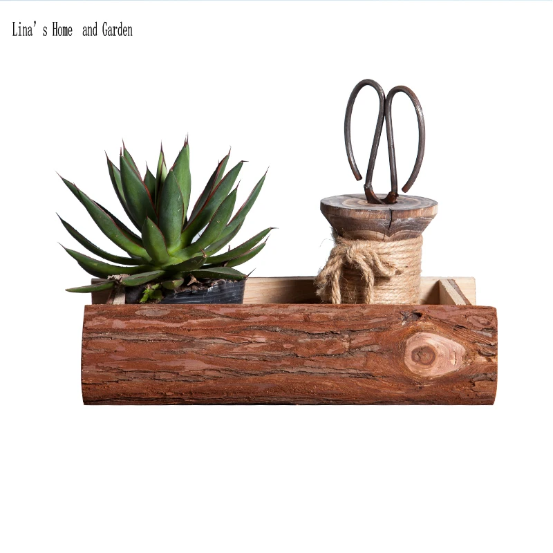 rectangle indoor handmade natural small wooden planter box (2)