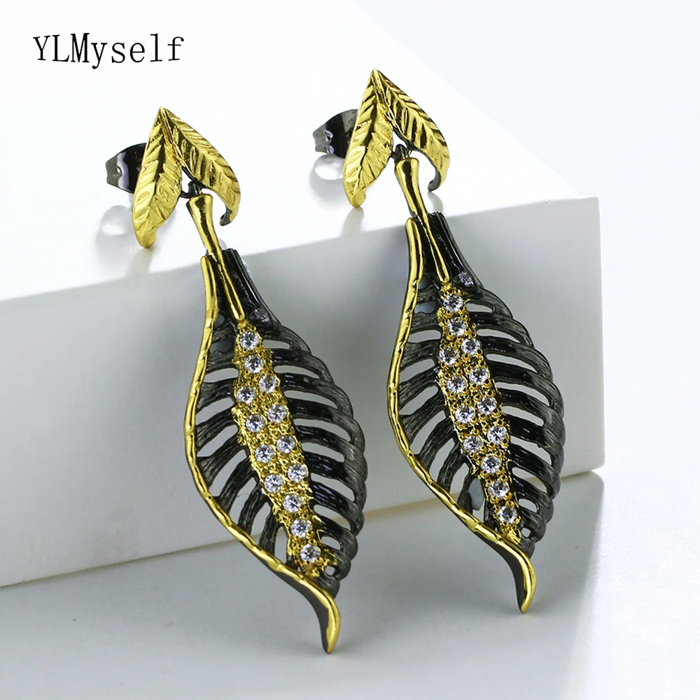 2016 Newest Design Black & Gold Plated Leaf Earrings For Woman Long Earings Fashion Jewelry Gift
2016 Newest Design Black & Gold Plated Leaf Earrings For Woman Long Earings Fashion Jewelry Gift