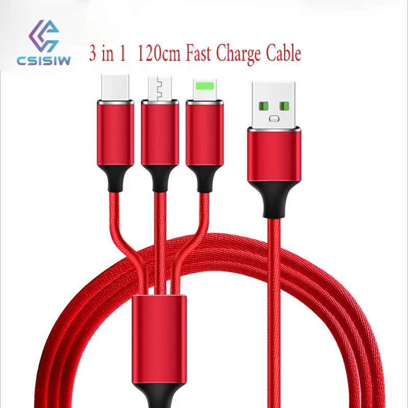 3 in 1 3 in 1 USB cable 2A fast charging Micro USB + C-line 120cm nylon braided multi-line for iPhone Samsung Xiaomi Huawei
3 in 1 3 in 1 USB cable 2A fast charging Micro USB + C-line 120cm nylon braided multi-line for iPhone Samsung Xiaomi Huawei