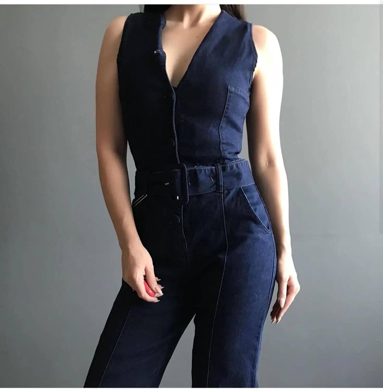 Obrix 2019 New Summer Spring Denim Female Jumpsuit Sleeveless Belt Long Straight Blue Jumpsuit For Women
Obrix 2019 New Summer Spring Denim Female Jumpsuit Sleeveless Belt Long Straight Blue Jumpsuit For Women