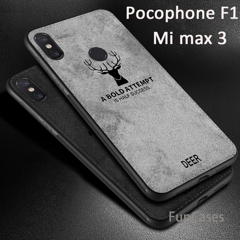 Мягкий ТПУ Край холст тисненый Олень чехол для телефона xiaomi mi max 3 pocofone f1 poko phone xio