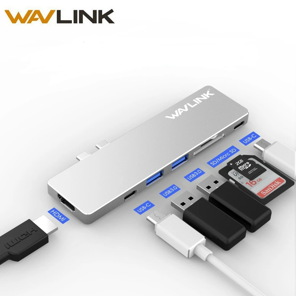 Wavlink Dual port USB C Hub Aluminum Type C USB 3.0 Hub With Card Reader 4K HDMI SD/Micro SD Slot For MacBook Pro plug and play
Wavlink Dual port USB C Hub Aluminum Type C USB 3.0 Hub With Card Reader 4K HDMI SD/Micro SD Slot For MacBook Pro plug and play