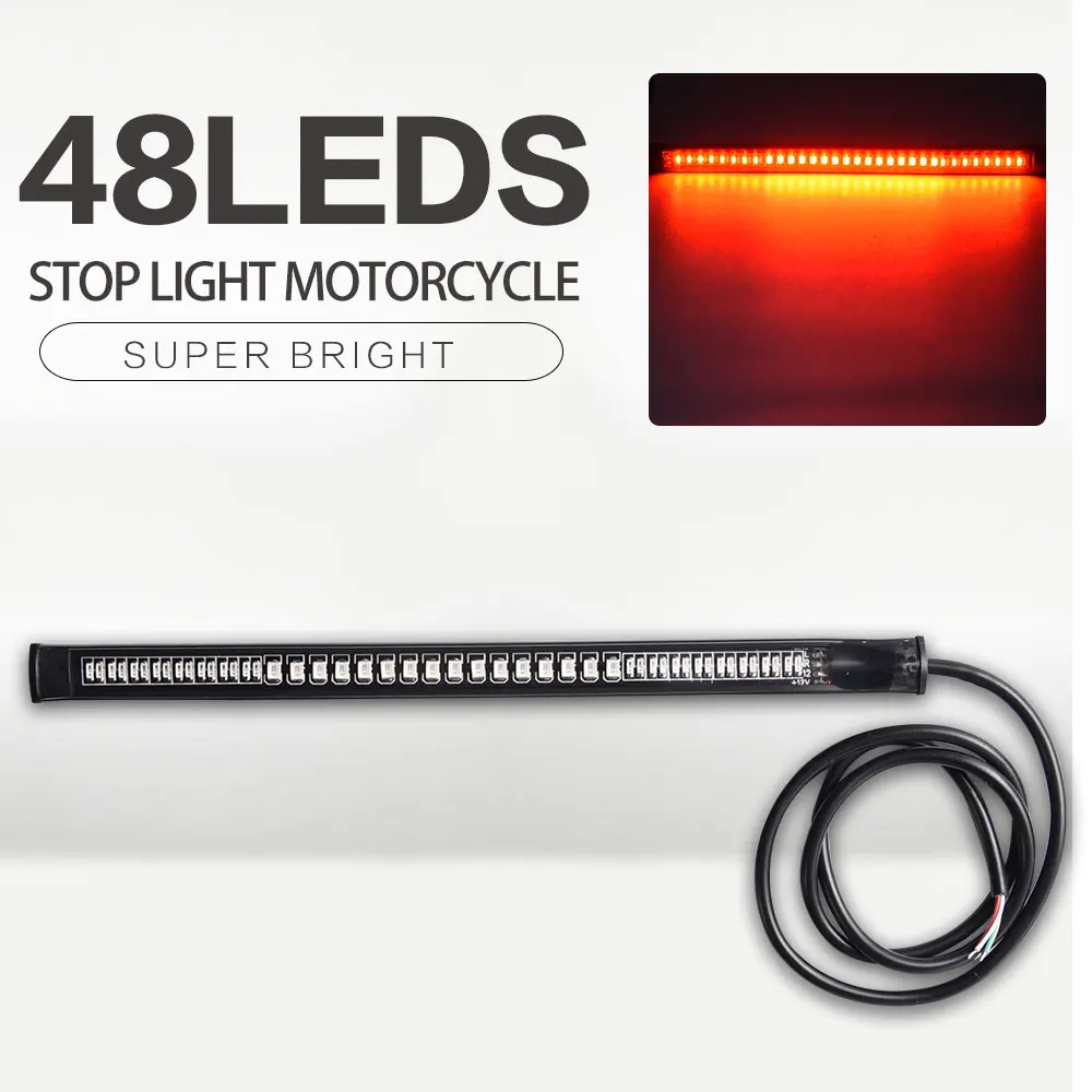 Flexible LED Strip 48 LED DC 12V Tail Brake Stop Turn Signal Lights Amber & Red Auto Car Decor Strip for Motorcycle ATV SUV JEEP
Flexible LED Strip 48 LED DC 12V Tail Brake Stop Turn Signal Lights Amber & Red Auto Car Decor Strip for Motorcycle ATV SUV JEEP