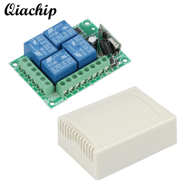 QIACHIP 433Mhz DC 12V 4CH Wireless Remote Control Switch RF Relay Receiver Module learning Code 1527 Button Garage Door Opener
QIACHIP 433Mhz DC 12V 4CH Wireless Remote Control Switch RF Relay Receiver Module learning Code 1527 Button Garage Door Opener