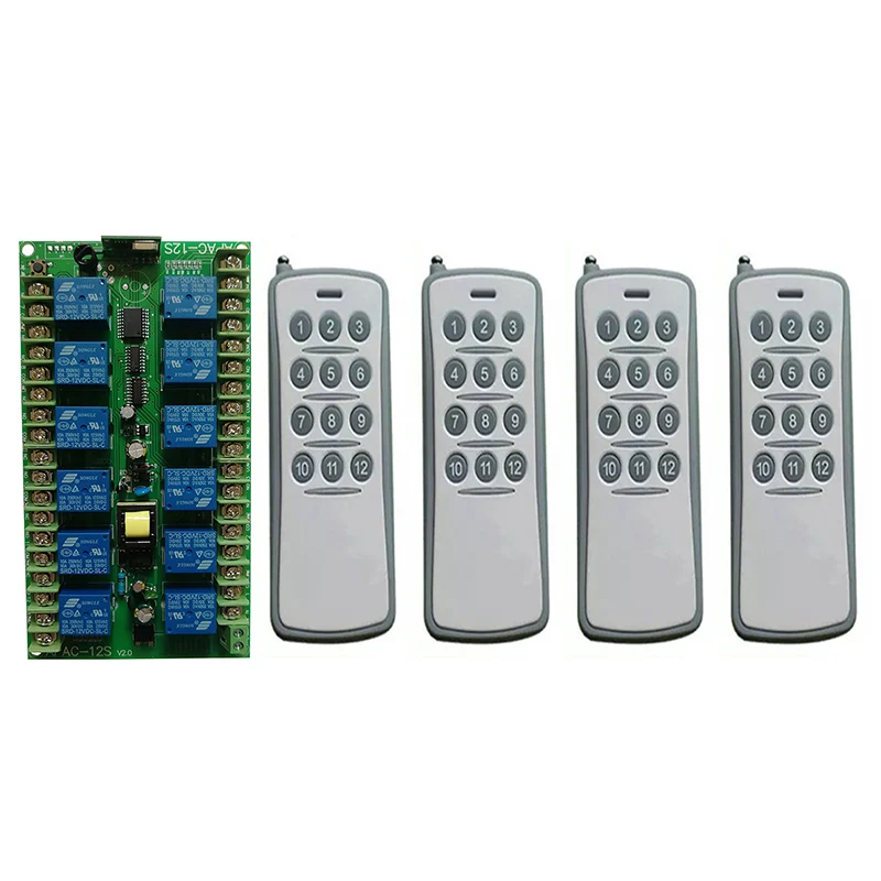 AC220V 12 CH 12CH Channel10A RF Wireless Remote Control Switch System Transmitter + Receiver/lamp/Garage Door/shutters/ window
AC220V 12 CH 12CH Channel10A RF Wireless Remote Control Switch System Transmitter + Receiver/lamp/Garage Door/shutters/ window