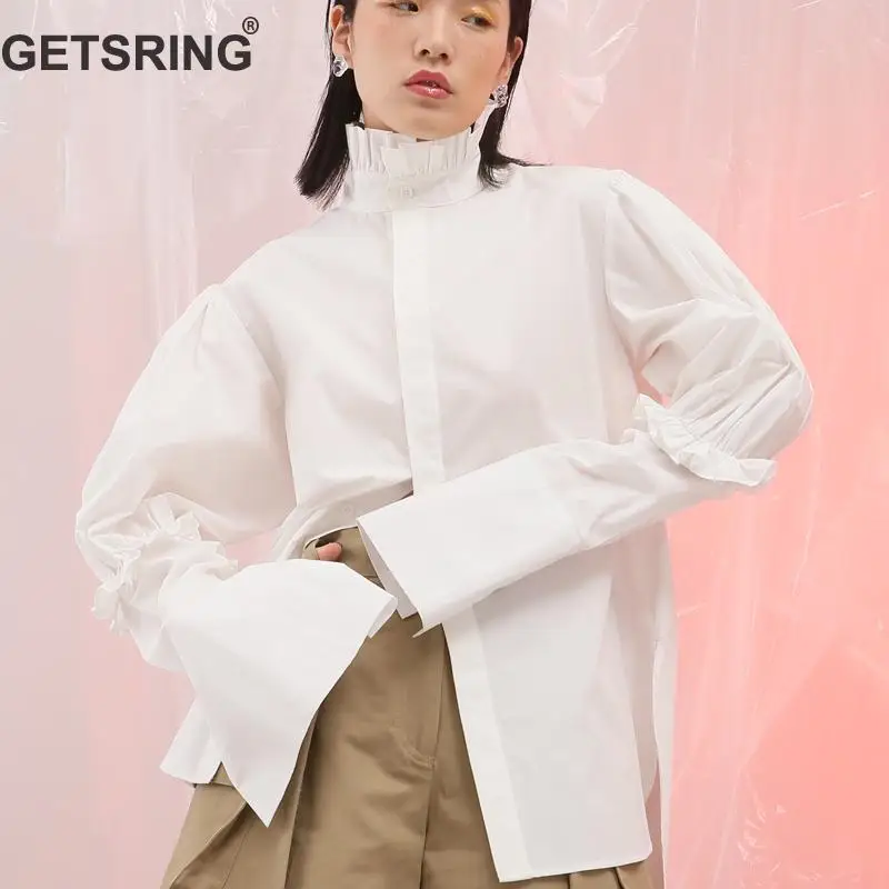 GETSRING Women Blouses Cotton White Shirt Lotus Leaf Lantern Sleeves Woman Shirts Hollowed Out Split Wrinkles Women Tops Autumn
GETSRING Women Blouses Cotton White Shirt Lotus Leaf Lantern Sleeves Woman Shirts Hollowed Out Split Wrinkles Women Tops Autumn