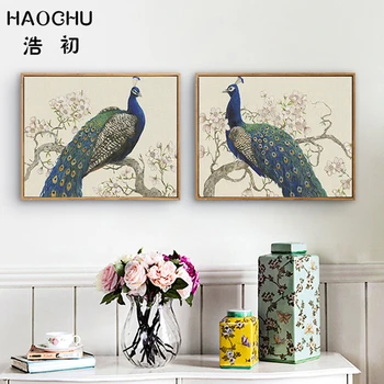 HAOCHU Traditional Chinese Painting On Canvas Beautiful Peacock Animal Decoration Pictures Peach Blossom Flower Wall Poster
HAOCHU Traditional Chinese Painting On Canvas Beautiful Peacock Animal Decoration Pictures Peach Blossom Flower Wall Poster