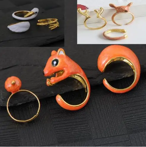 Funny 3ps/Set Animal Deer Squirrel Swan Adjustable Cute Enamel Finger Knuckle Rings Lovely Party Elk Jewelry Christmas Gifts
Funny 3ps/Set Animal Deer Squirrel Swan Adjustable Cute Enamel Finger Knuckle Rings Lovely Party Elk Jewelry Christmas Gifts