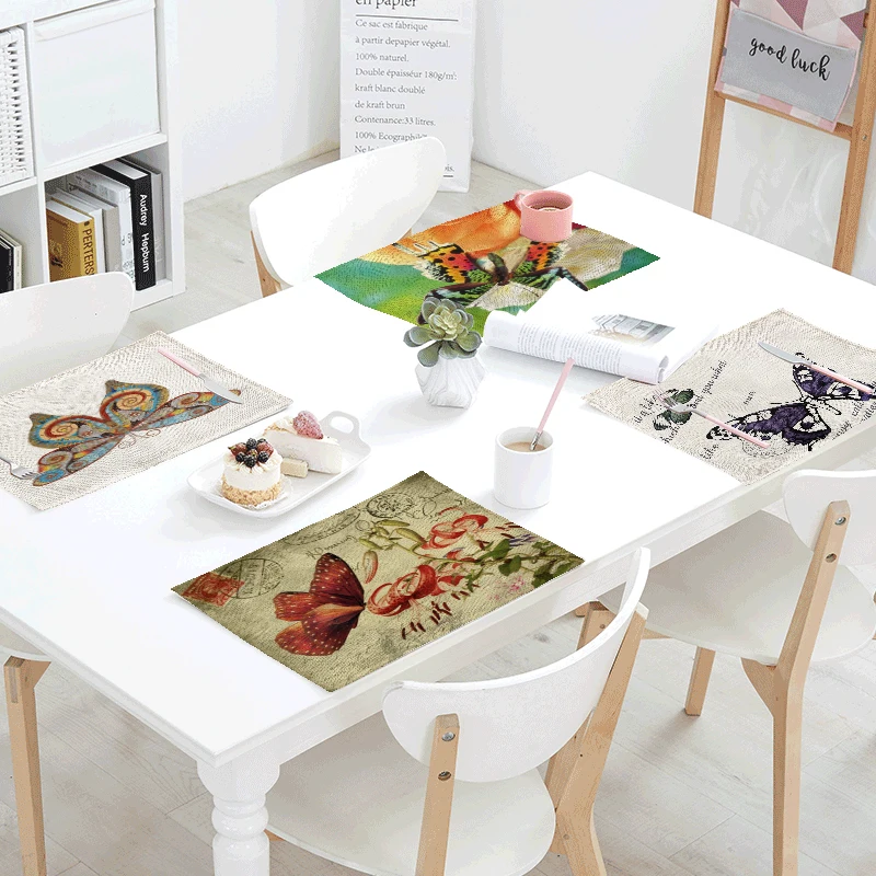 Retro Butterfly Stamp 42*32cm Vintage Maps Sunflower Pattern Table Mats Eatting Table Napkin Placemat Kitchen Decor Simple Style
Retro Butterfly Stamp 42*32cm Vintage Maps Sunflower Pattern Table Mats Eatting Table Napkin Placemat Kitchen Decor Simple Style